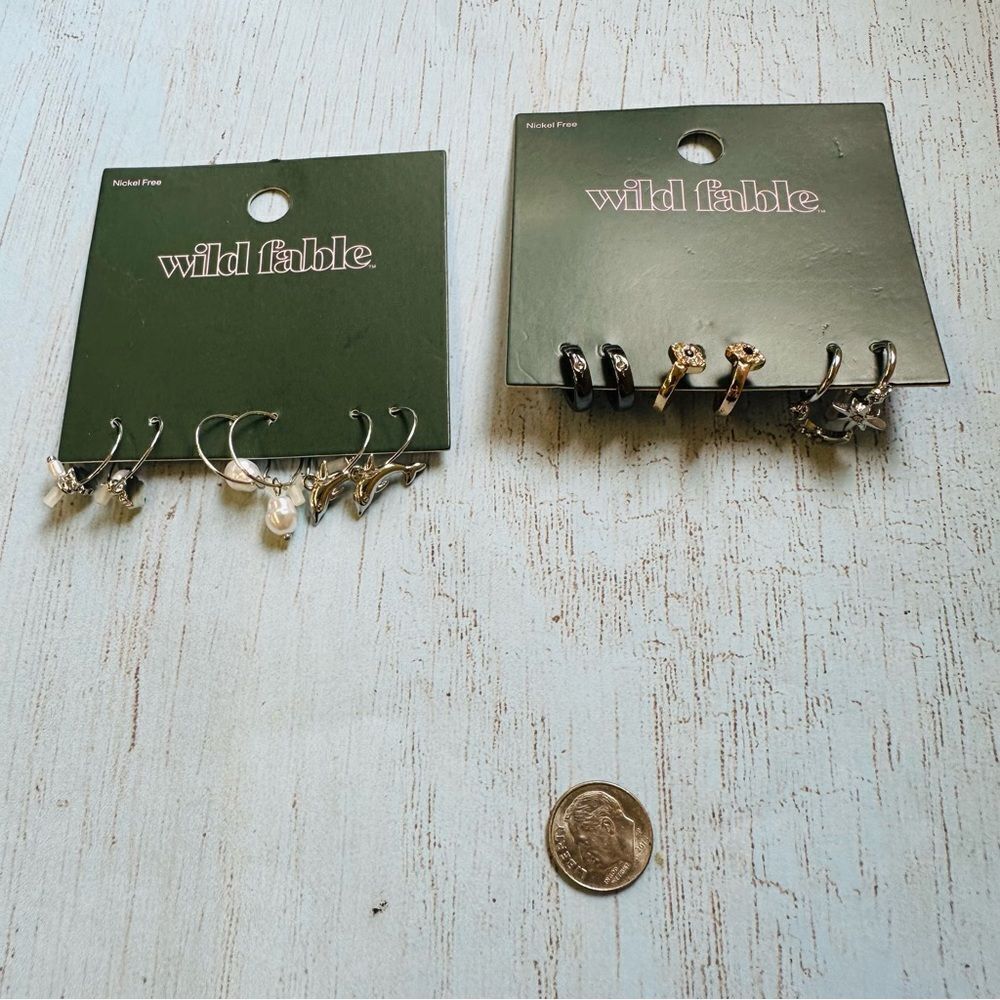 Wild Fable Hoop Earrings with Charms NWT